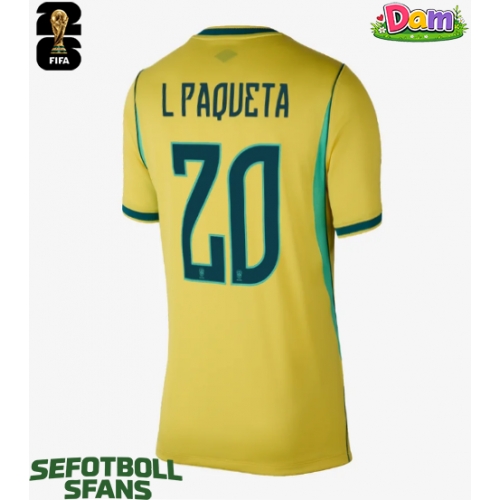 Brasilien Lucas Paqueta #20 Hemmatröja Kvinnor VM 2026 Kortärmad